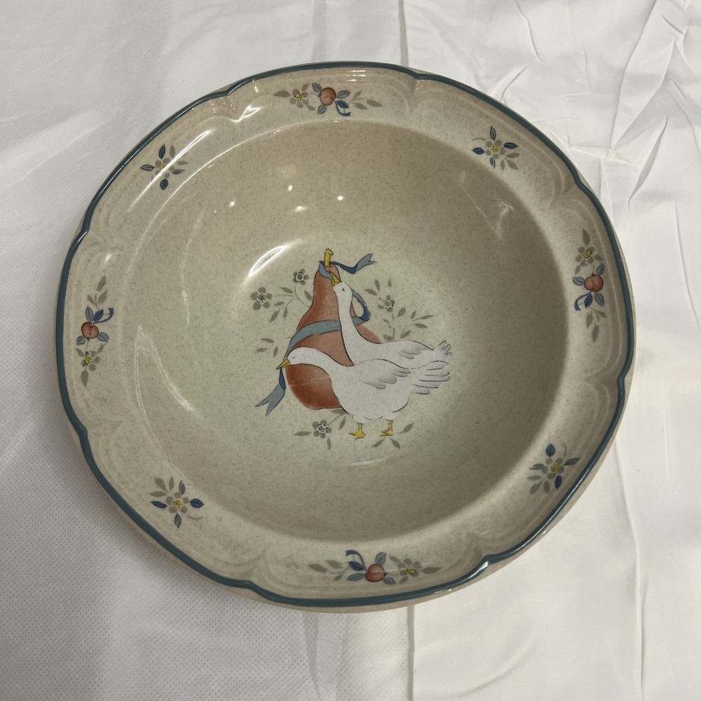 Vtg International Marmalade Geese Serving Bowl 9" Stoneware Goose Cottagecore